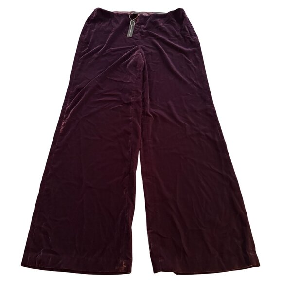 Black Label by Chico's Dark Purple Velvet Wide Leg Pants, Size 1 Regular NWT - Picture 1 of 9
